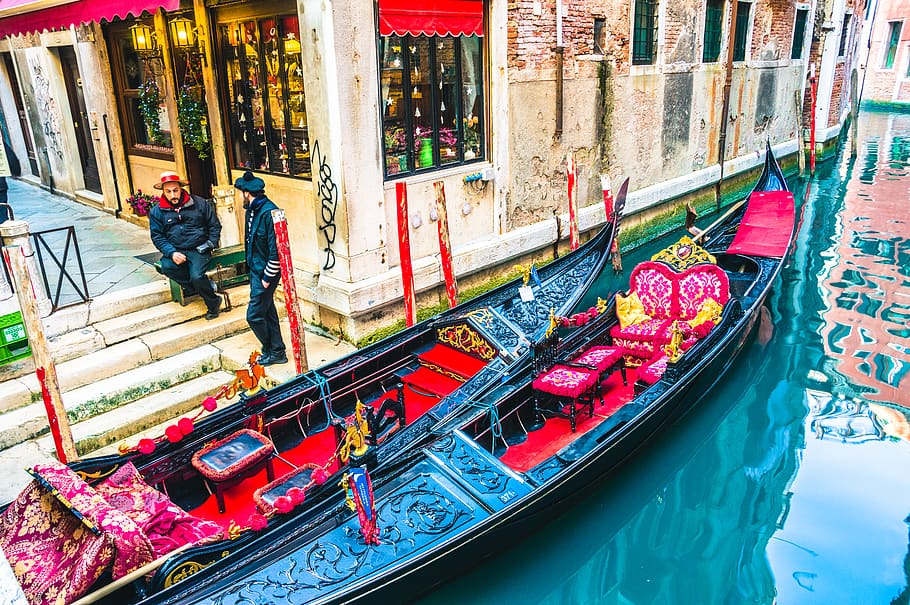italy, venice, nautical vessel, water, canal, gondola - traditional boat HD wallpaper