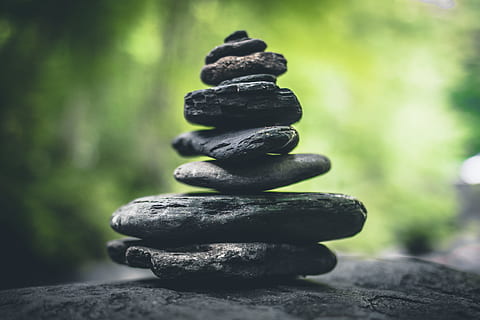 black stacking stones on gray surface, rock, pile, outdoors, zen HD wallpaper