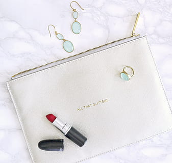 red lipstick, white leather bag, and earrings, jewellery, jewelry HD wallpaper