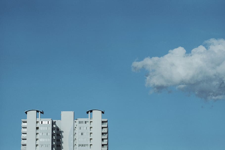 architecture, cloud, blue, sky, minimal, minimalism, building exterior HD wallpaper