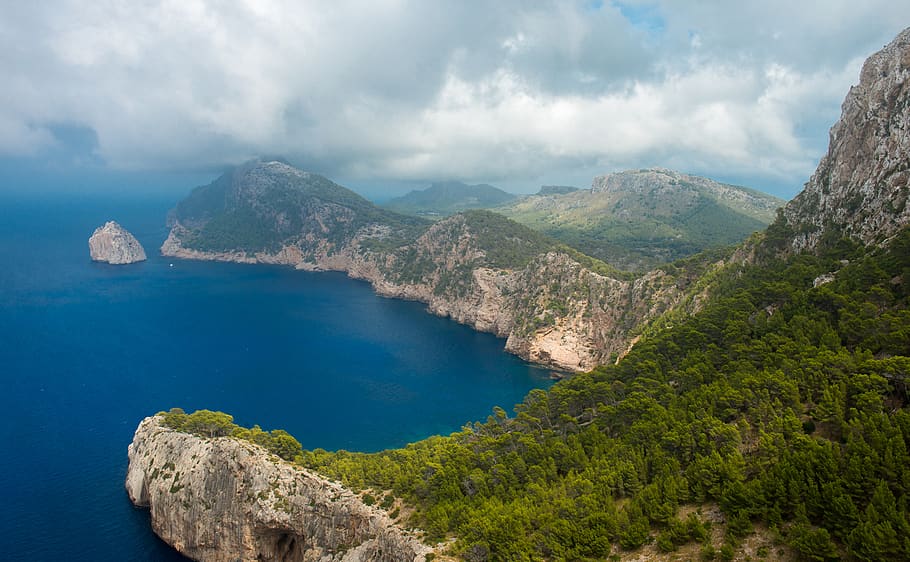 cap, spain, cap de formentor, mallorca, blue sea, nikon, water HD wallpaper
