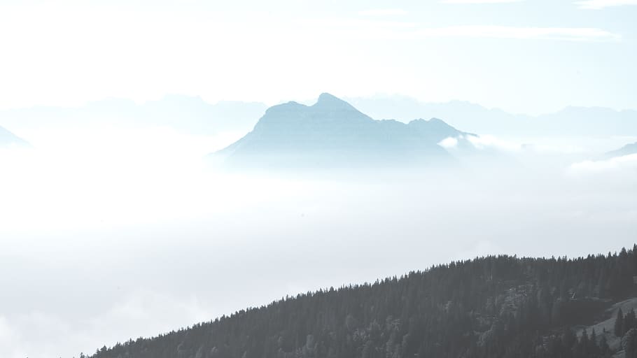 mountain covered with clouds, outdoors, crest, mountain range HD wallpaper