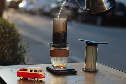 White Red Toy Car on Table, action, beverage, black coffee, blur HD wallpaper