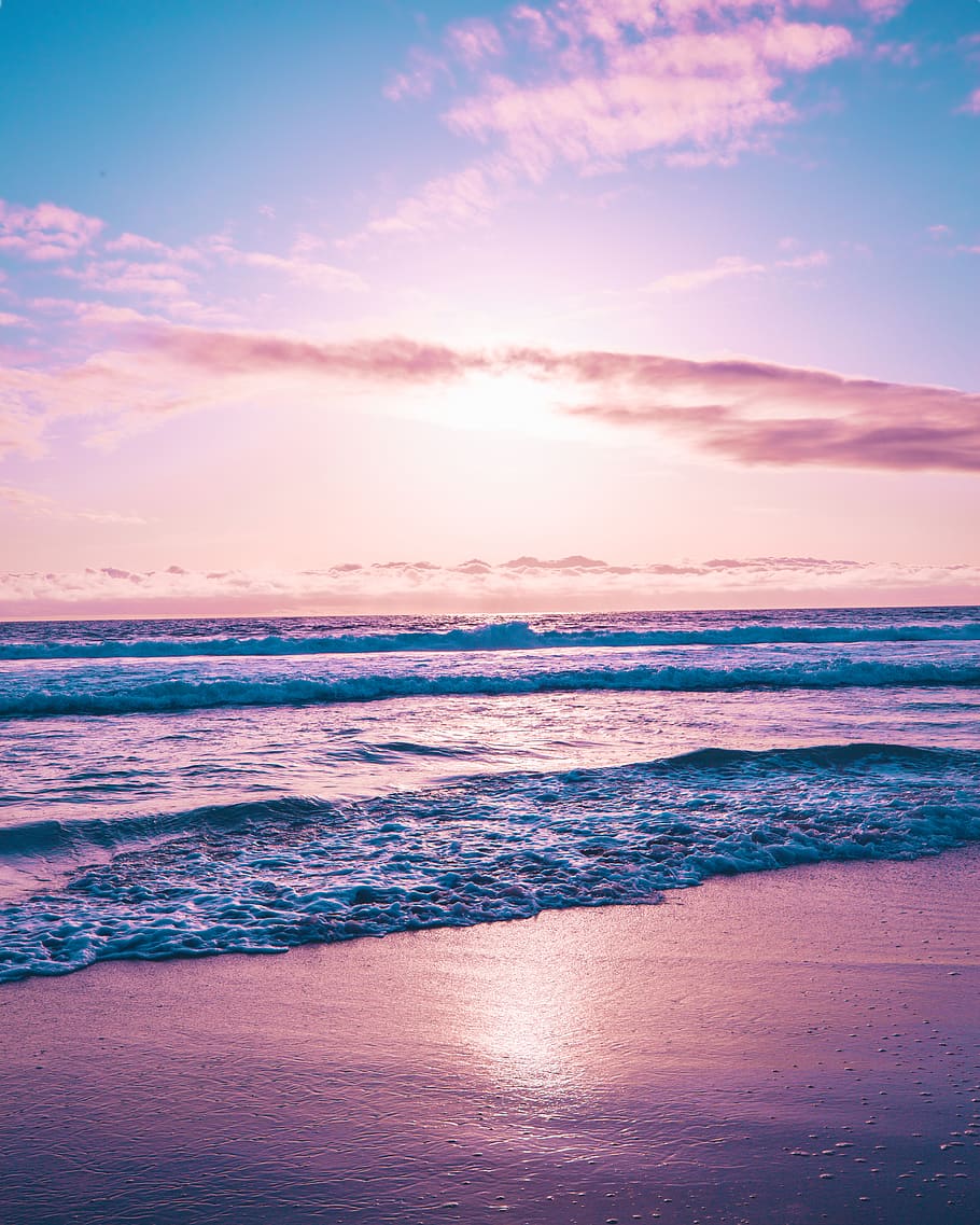 shore during golden hour, sea, water, sky, scenics - nature, beauty in nature HD wallpaper