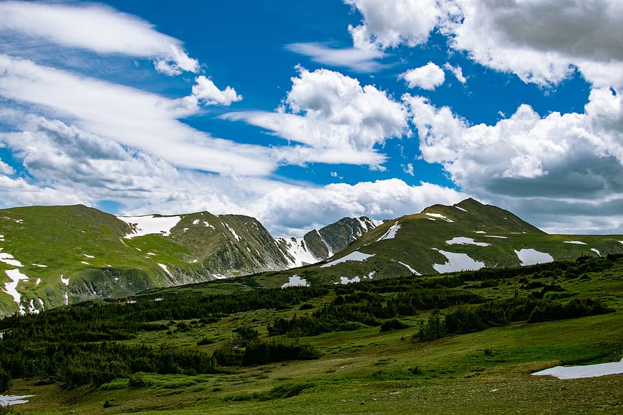 Mountain Under Cloudy Sky, blue sky, clouds, countryside, daylight HD wallpaper
