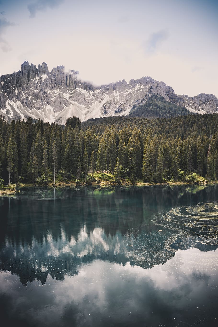 Karersee Lake, adventure, cloudy, conifer, daylight, evergreen HD wallpaper