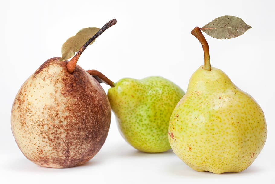 pear, fruit, white, pears, green, sliced, leaf, food, raw, isolated HD wallpaper