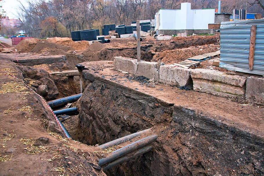 pipe, building, long, deep, black, gas, pipes, line, outdoor HD wallpaper