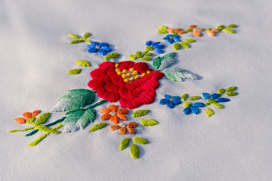 embroidery, embroidered, craft, handmade, seamstress, decoration, HD wallpaper