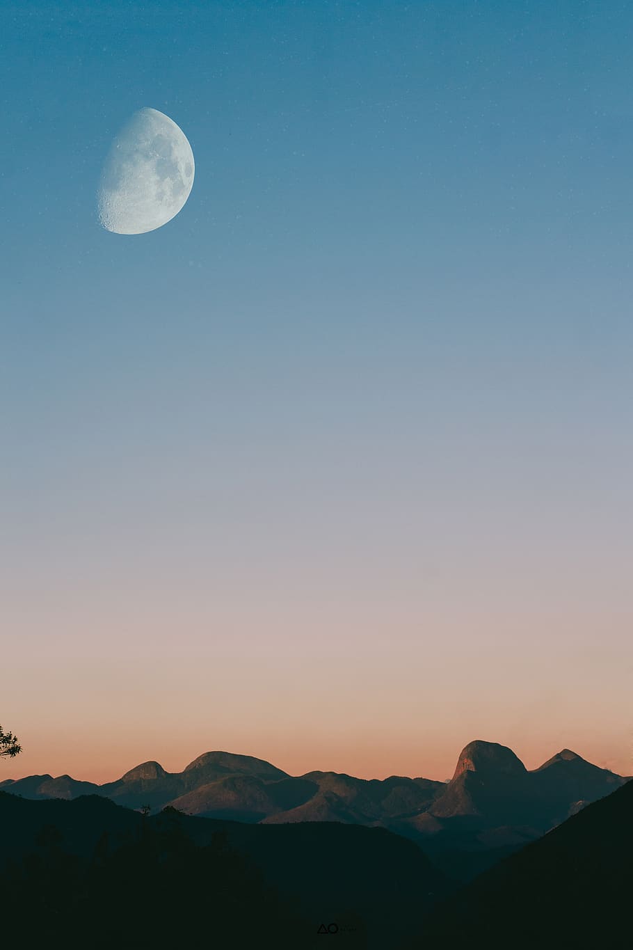Moon Over Mountain Range, backlit, landscape, mountains, nature HD wallpaper