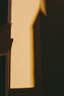Yellow wall with shadow, abstract, architecture, background, black HD wallpaper
