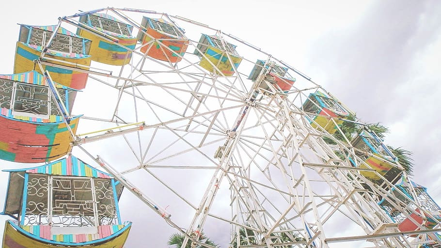 swing, sky, amusement park ride, ferris wheel, low angle view HD wallpaper
