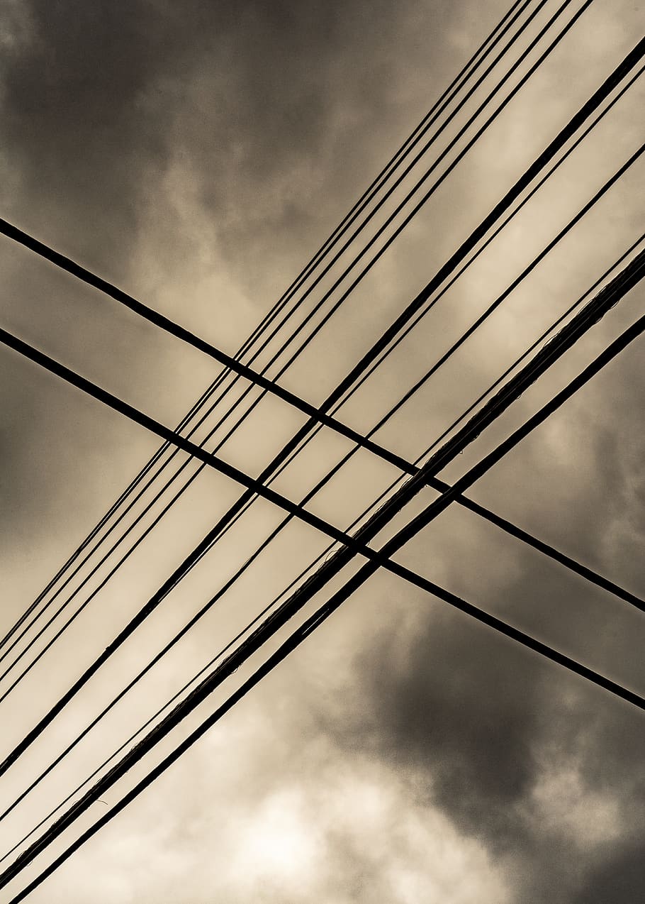 wire, austin, tx, silhouette, darkness, power lines, geometry, HD wallpaper