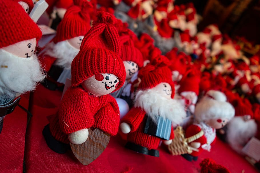 toy, plush, doll, gift, red, toys, market, santa, claus, dwarf HD wallpaper