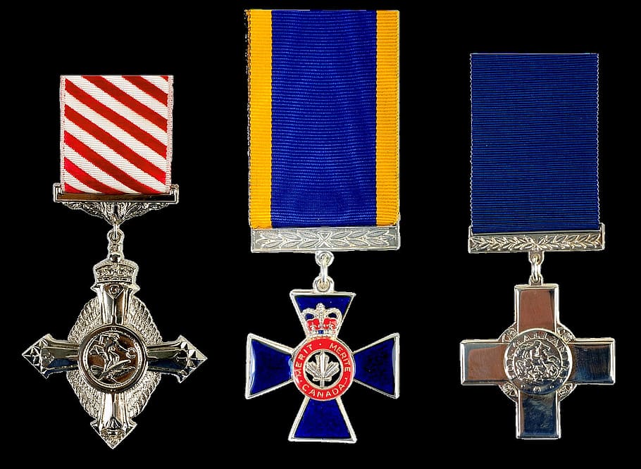 military, earn, honor, medal, object, achievement, metal, black background