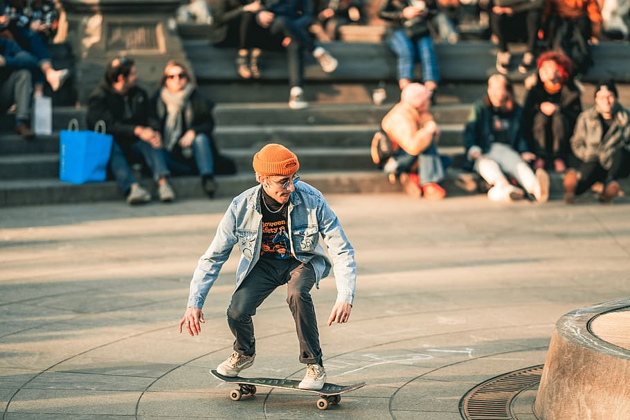 man riding skateboard, human, person, sports, apparel, clothing, HD wallpaper