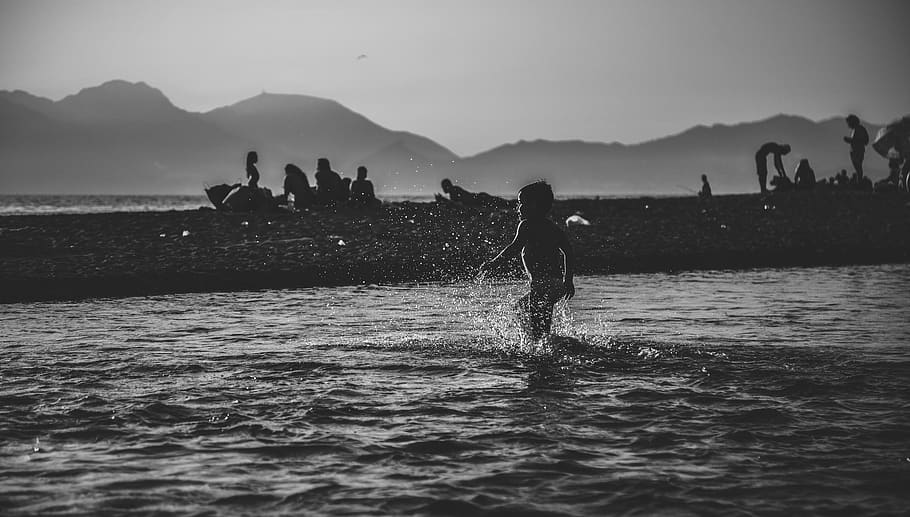 italy, salerno, water, real people, sky, mountain, group of people HD wallpaper