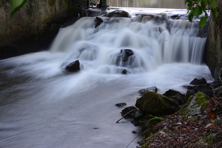 cascade, water, nature, landscape, river, flow, wet, rocks HD wallpaper