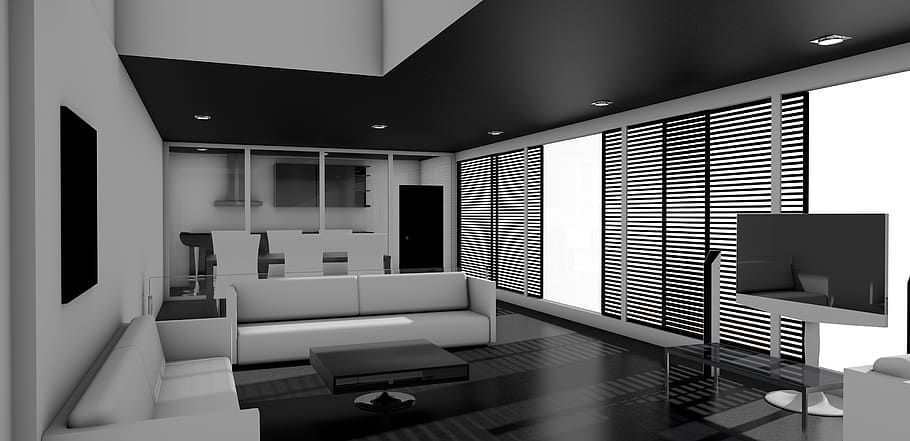 living room, apartment, interior, furniture, modern, window, HD wallpaper