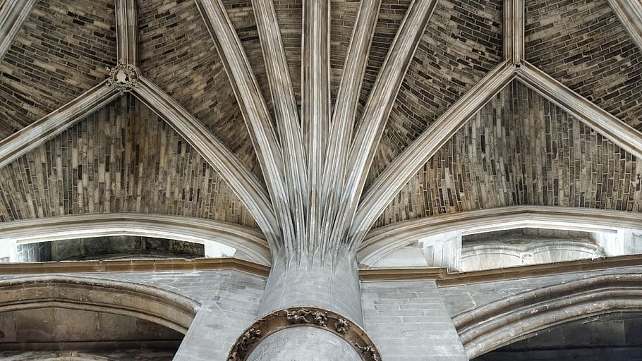 cathedral, architecture, column, ceiling, vault, arches, built structure HD wallpaper