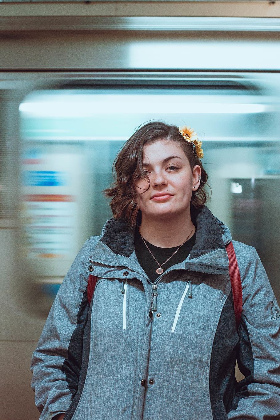 Woman Wearing Grey Jacket , beautiful, female, person, portrait HD wallpaper