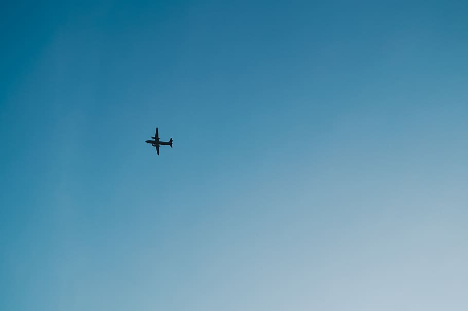 sky, blue, plane, fly, chelyabinsk, low angle view, flying HD wallpaper