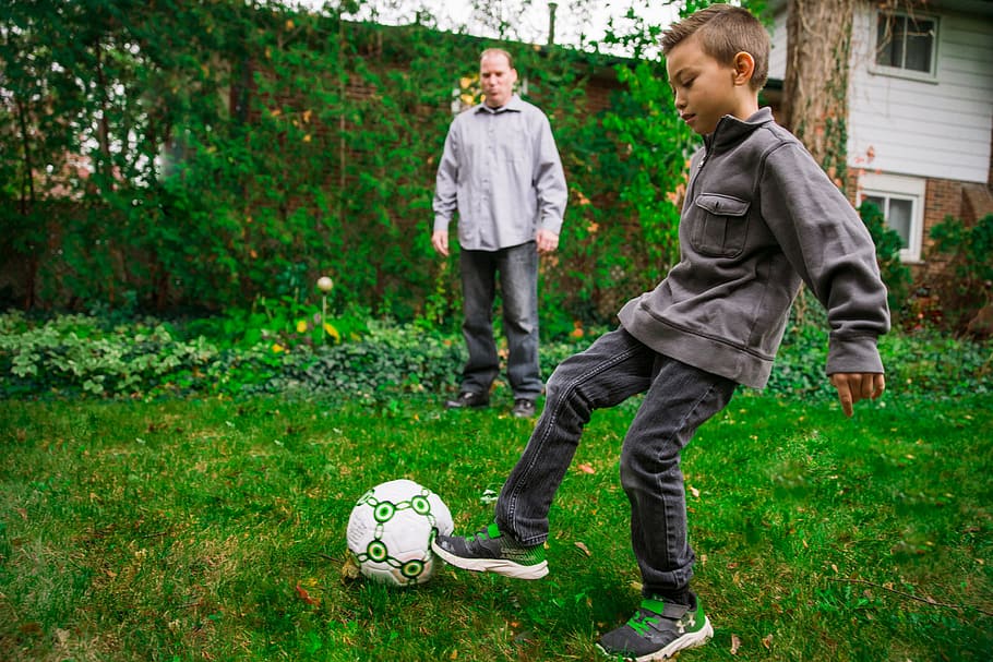 Father And Son Playing Soccer Photo, Fun, Children, Boys, Playtime HD wallpaper