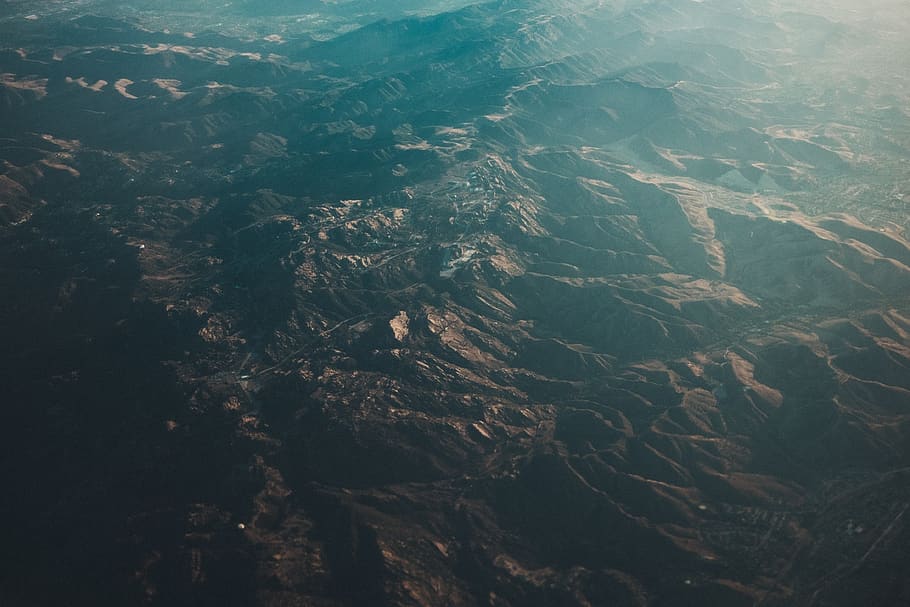 mountains, peaks, aerial, view, landscape, nature, tranquility HD wallpaper