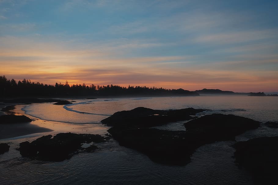 canada, wickaninnish beach, sunset, water, sky, scenics - nature HD wallpaper