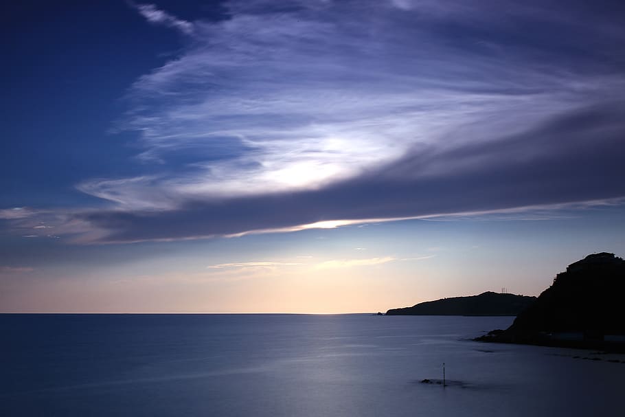 Body of Water, blue, clouds, cloudy, ocean, sea, seascape, sky HD wallpaper
