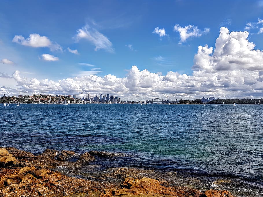 sydney, sydney harbour, clouds, australia, landmark, bridge HD wallpaper