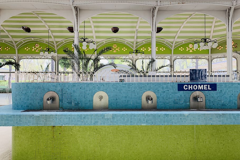 green and white tiled sink, pool, swimming pool, architecture HD wallpaper