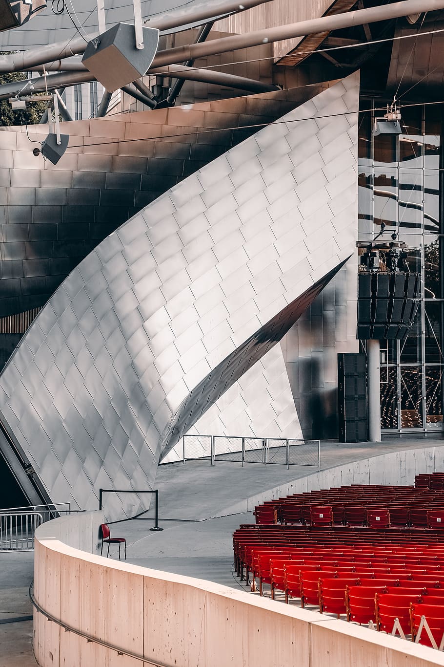 gray stage, architecture, building, chicago, convention center HD wallpaper