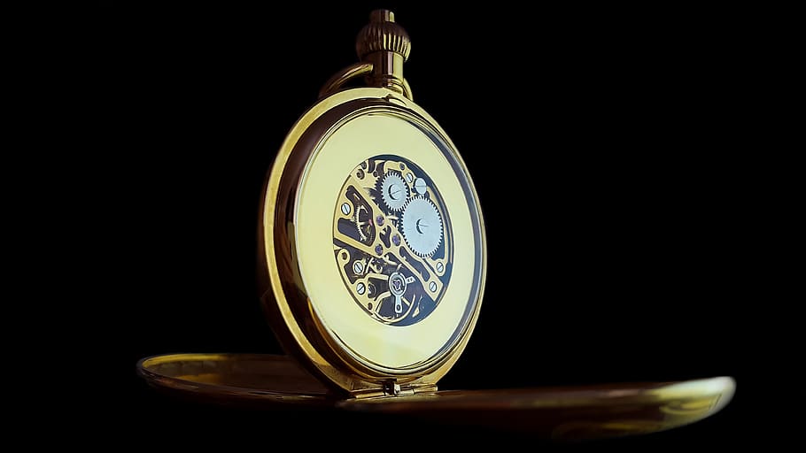 Close-up View of Black Background, antique, brass, classic, clock face