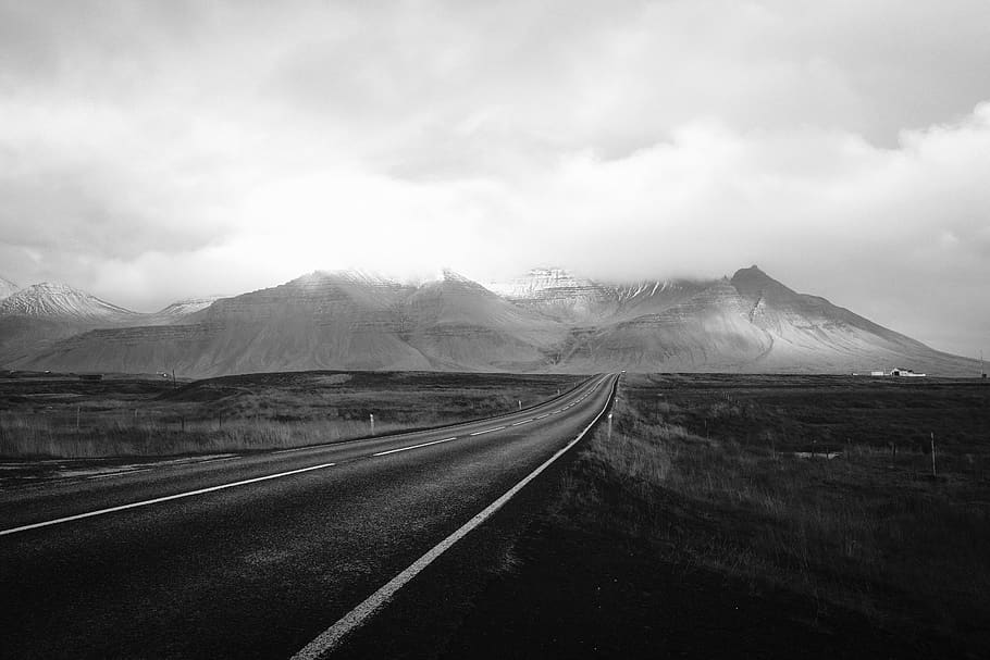 concrete road and mountain, transportation, environment, sky HD wallpaper