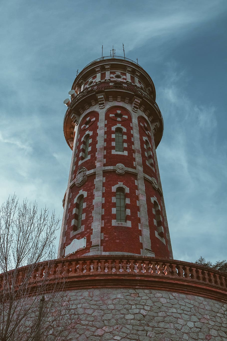 spain, barcelona, tibidabo, sky, blue, brick, red, tower, nature HD wallpaper