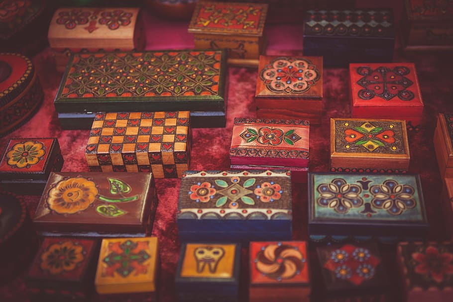 art, boxes, color, colorful, colourful, container, craft, decoration HD wallpaper