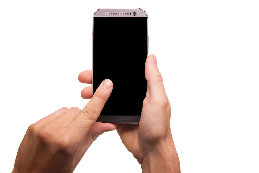 Gray Smartphone, electronics, finger, gadget, hands, screen, technology HD wallpaper