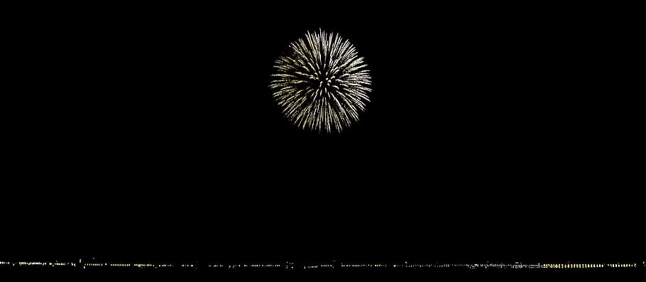 white fireworks display, night, outdoors, forte dei marmi, italy HD wallpaper