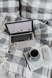 Everything you need to work from your bed, workspace, computer HD wallpaper