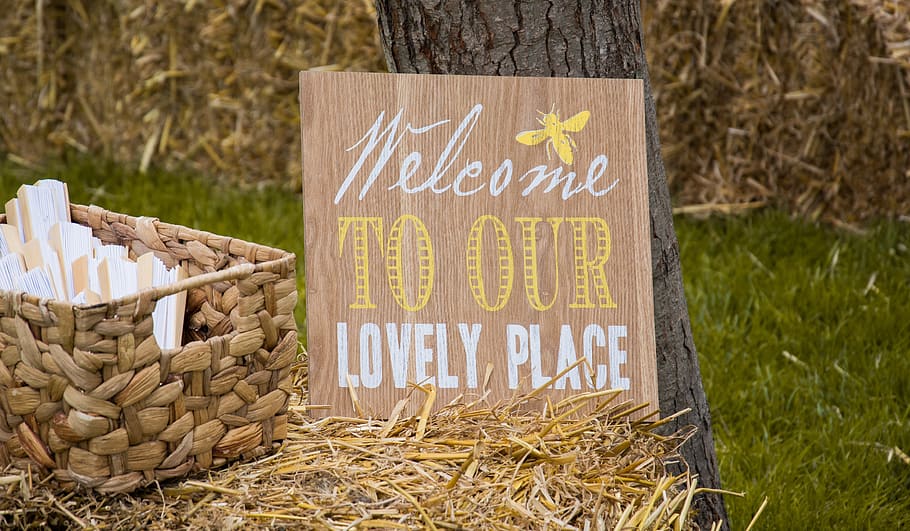 welcome, straw, deco, decoration, nature, of course, wedding HD wallpaper