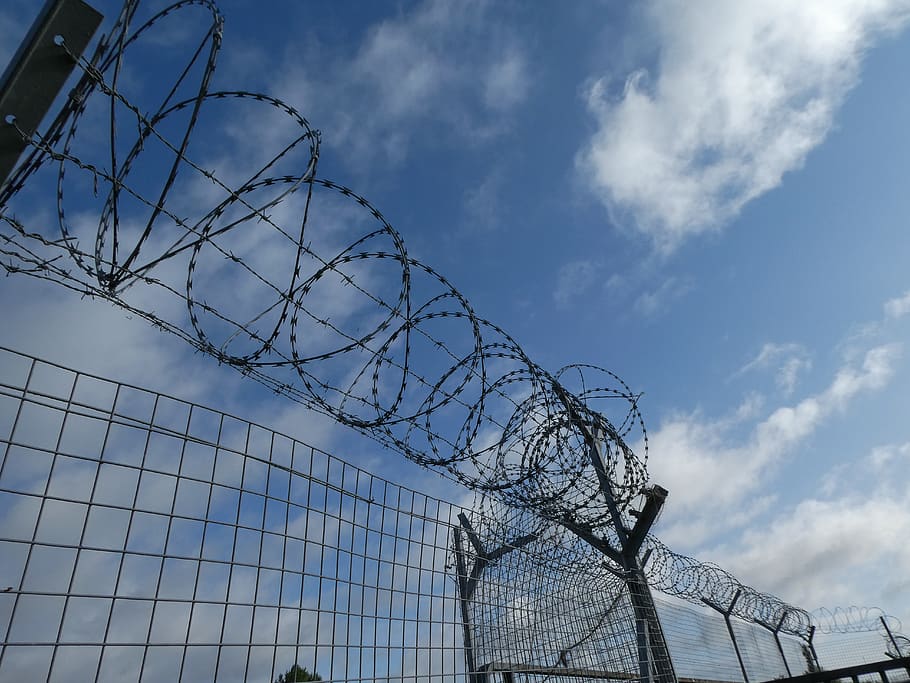 fence, wire, barbed wire, security, boundary, cloud - sky, day HD wallpaper