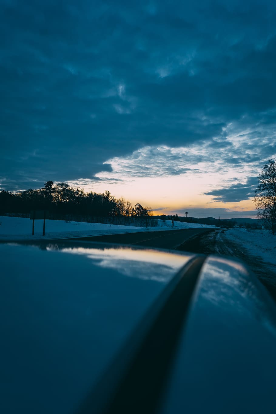 Road Trip During Sunset, car, clouds, dawn, drive, driving, evening HD wallpaper