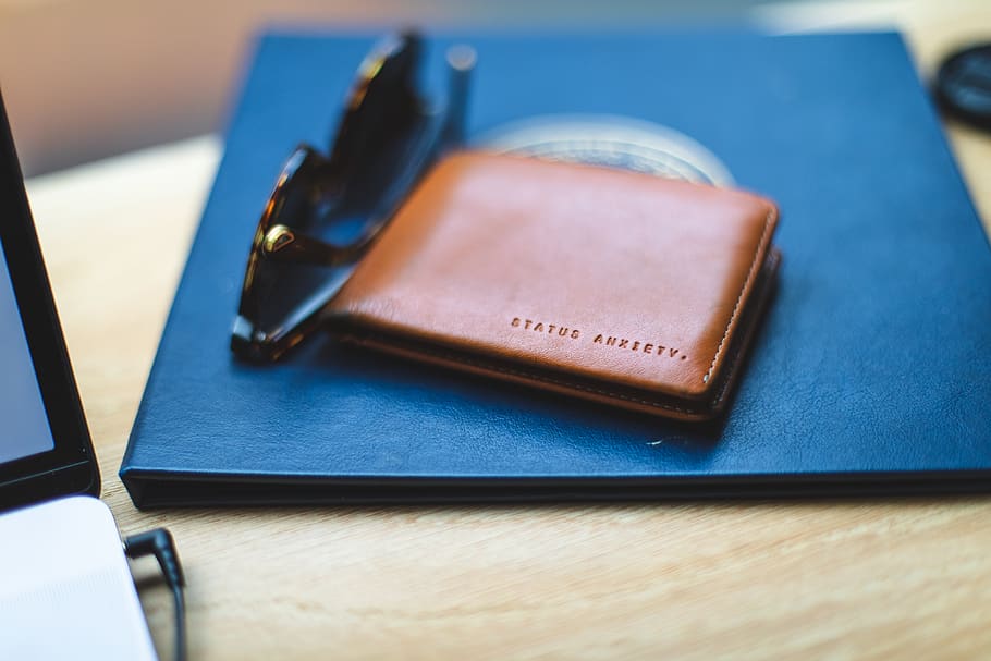brown leather bi-fold wallet, the rocks, australia, diary, text HD wallpaper