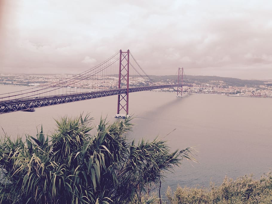 portugal, lisboa, ponte 25 de abril, suspension bridge, lisbon, HD wallpaper