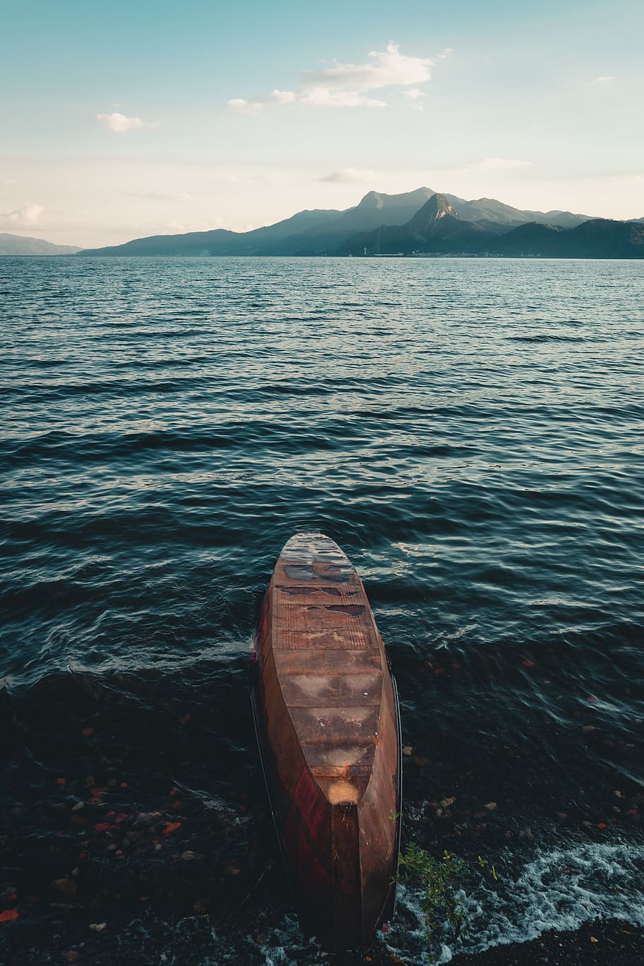 lake, boat, water, sky, nature, scenics - nature, mountain HD wallpaper