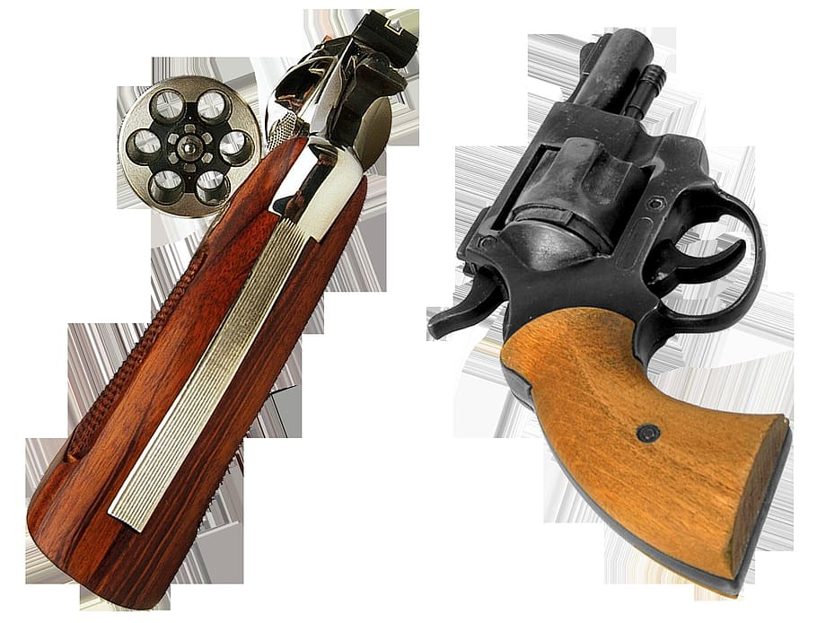 two, gun, object, fire, pistol, deadly, weapon, white background HD wallpaper
