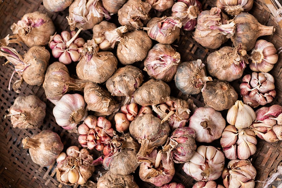garlic lot, food and drink, freshness, large group of objects HD wallpaper