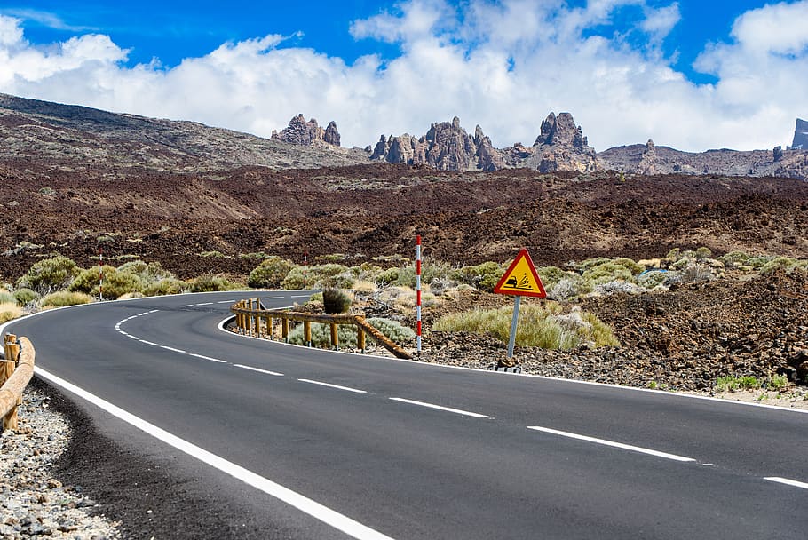 road, way, highway, asphalt, tarmac, tenerife, parque nacional del teide, HD wallpaper