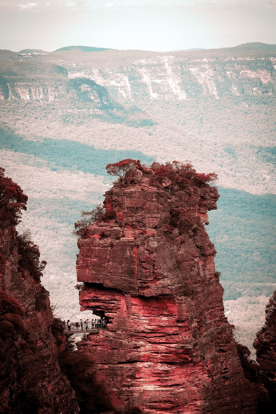 rock formation under white sky, nature, outdoors, cliff, mountain HD wallpaper